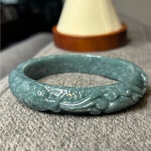 Grade A Carved Jadeite Bangle Bracelet